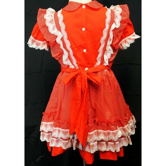 VTG Better Made by Betty Oden Red Dress Girls 6X Full Circle Skirt Polka dot - Picture 6 of 12